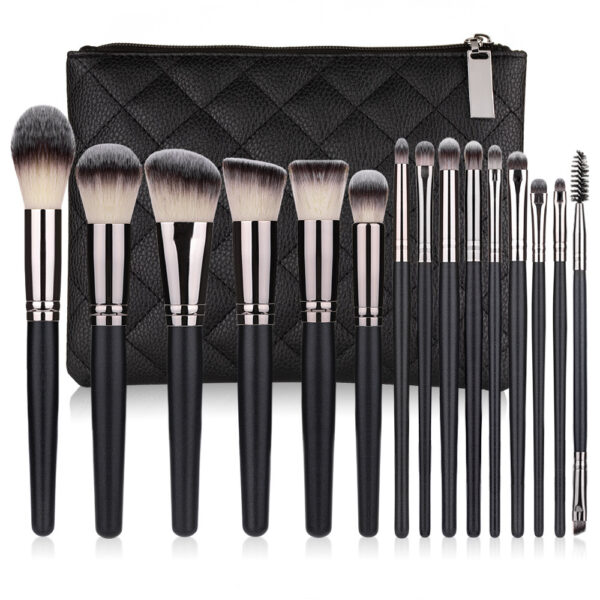 15 Makeup Brushes Set Full Set Matte Black Makeup Tools - Image 5