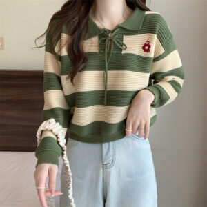 Autumn Block Striped Sweater Striped Clothes Women