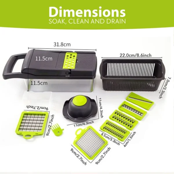 16 IN1 Mandoline Slicer Veggie Food Chopper Vegetable Cutter Tomato Carrot Grater Cheese French Onion Shredders Kitchen Tool - Image 6