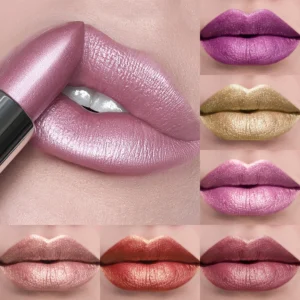 19 Colors Bold & Intense Glitter Shiny Metallic Lipstick Pearlescent Lip Tint,Long Lasting Lip Senior Matte Lip Makeup Gifts for