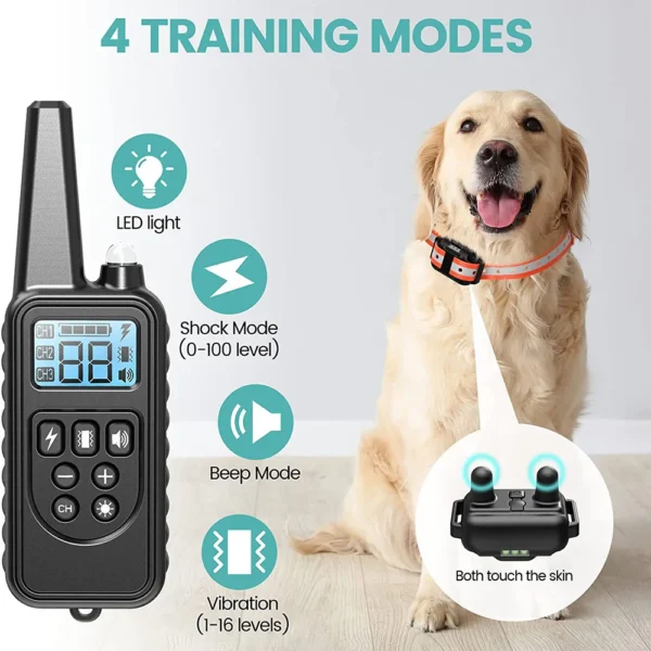 Electric Dog Training Collar Detachable Bark Rechargeable Anti Barking Shock Vibration Collar for All Dogs Pet with Clicker - Image 2