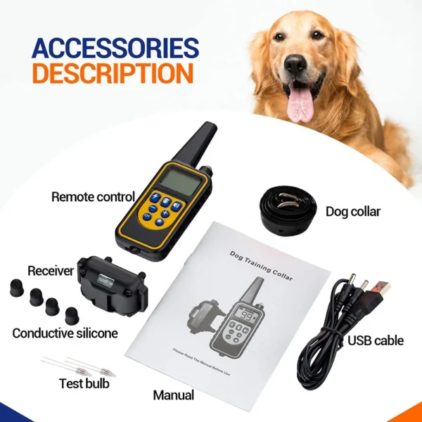 Electric Dog Training Collar Detachable Bark Rechargeable Anti Barking Shock Vibration Collar for All Dogs Pet with Clicker - Image 6
