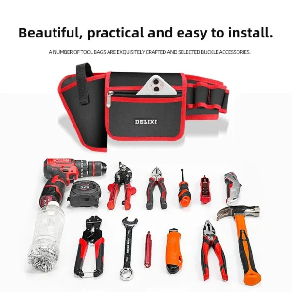 Electrician's Durable Multi-Pocket Tool Belt Bag Premium Quality Heavy Duty Portable Utility Pouch for Electrical Repair and Mai - Image 2