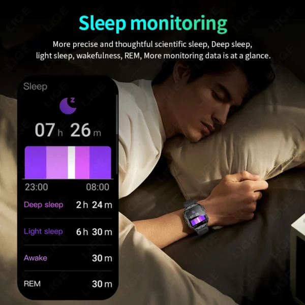 LIGE-  IP68 Waterproof Outdoor Military Men's Smartwatch Bluetooth Call Sport Heart Rate Monitor Smart Watches For Android IOS - Image 5