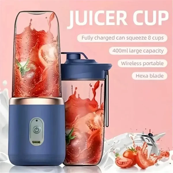 Portable Blender Bottle Electric 6 Blades Multifunction Juice Blender Fresh Juice Smoothie Blender Ice CrushCup Food Processor - Image 4