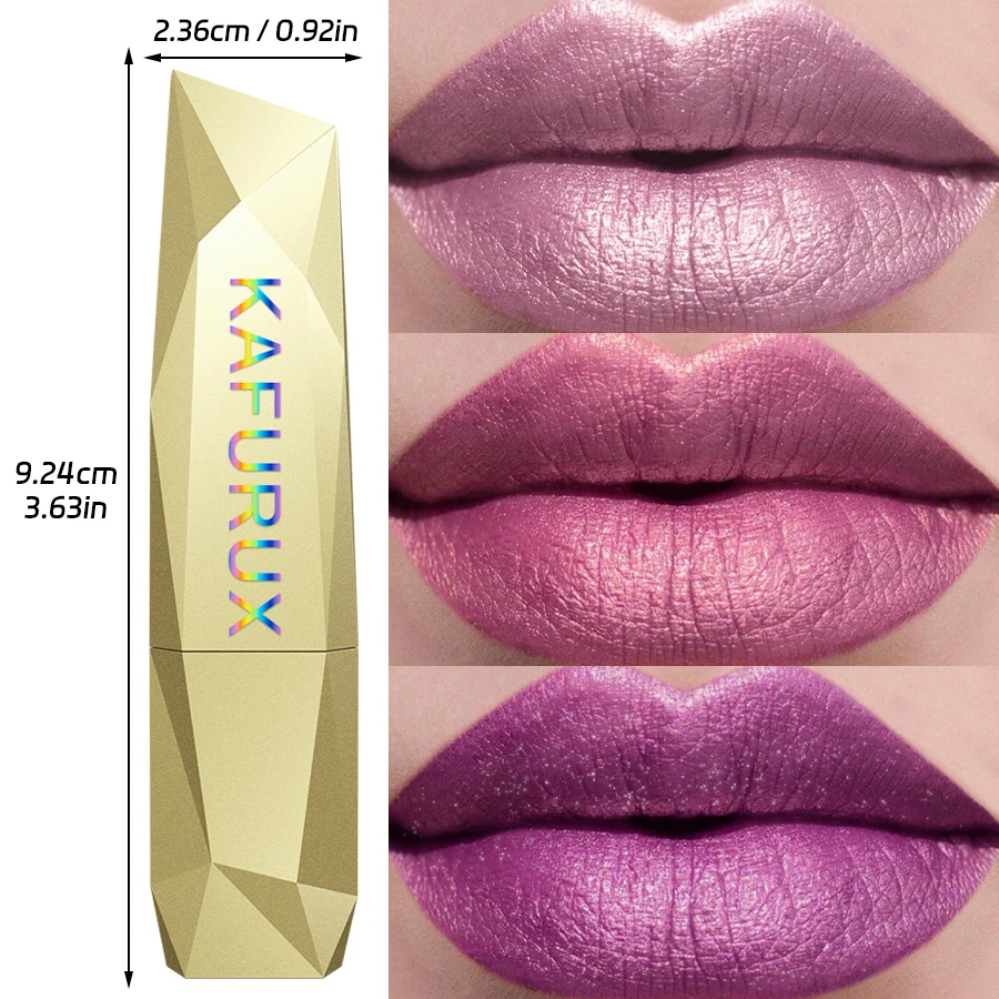 19 Colors Bold & Intense Glitter Shiny Metallic Lipstick Pearlescent Lip Tint,Long Lasting Lip Senior Matte Lip Makeup Gifts for