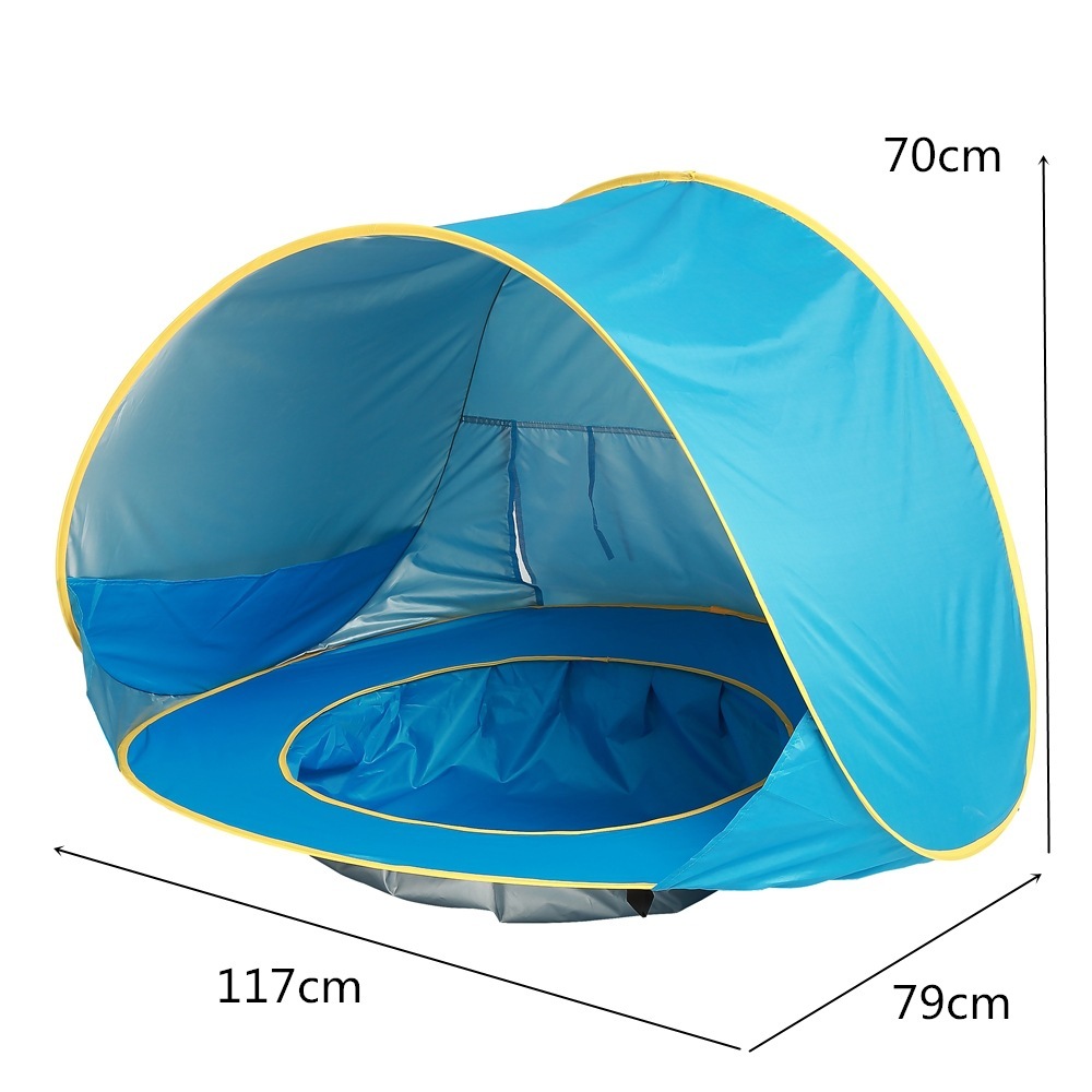 Beach Tent with Pool, Pop Up Sun Shelter for Infant Toddlers, Portable UV Protection Shade with Carry Bag for Outdoor Travel, Camping