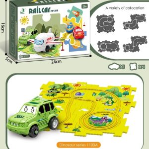 Children Puzzle Electric Railroad Speeder DIY Assembly Electric Car Automatic Rail City Scene Construction Education Toy Gift