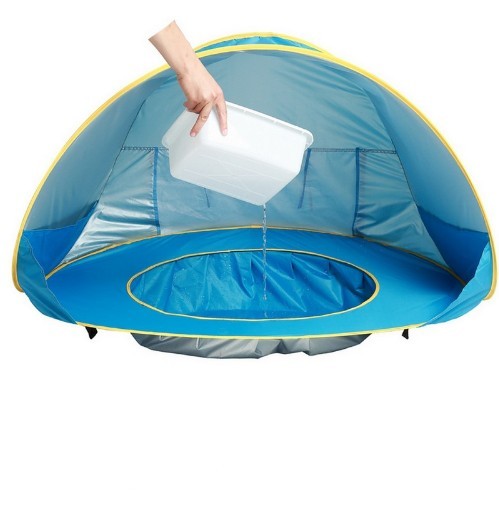 Beach Tent with Pool, Pop Up Sun Shelter for Infant Toddlers, Portable UV Protection Shade with Carry Bag for Outdoor Travel, Camping