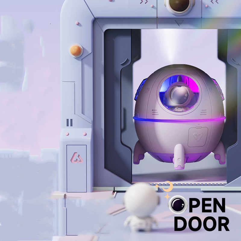 Mini Spaceship Shaped Humidifier with Night Light, USB Cute Humidifier Portable Household Ambient Light Humidifier US Plug