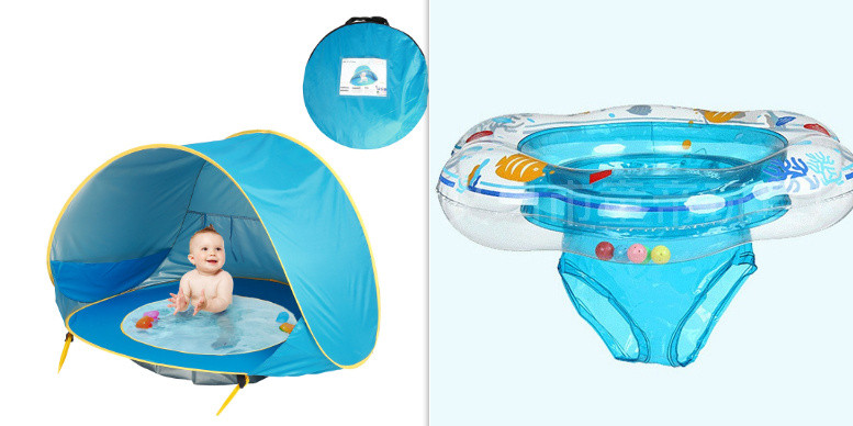 Beach Tent with Pool, Pop Up Sun Shelter for Infant Toddlers, Portable UV Protection Shade with Carry Bag for Outdoor Travel, Camping