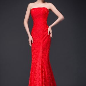 Long dress fuchsia and white lace trailing sexy bride wedding dress