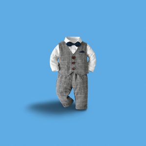 Newborn Baby Gentleman Bow Tie Two-piece Single-breasted Vest Long Sleeve
