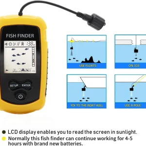 Alarm 100M Portable Sonar Fish Finders 45 degrees Sonar Coverage Echo Sounder Alarm Transducer Lake Sea Fishing