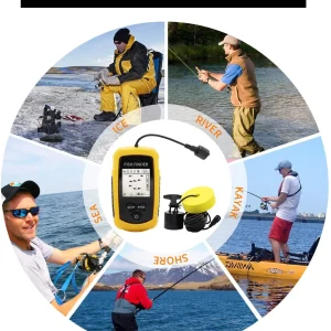 Alarm 100M Portable Sonar Fish Finders 45 degrees Sonar Coverage Echo Sounder Alarm Transducer Lake Sea Fishing
