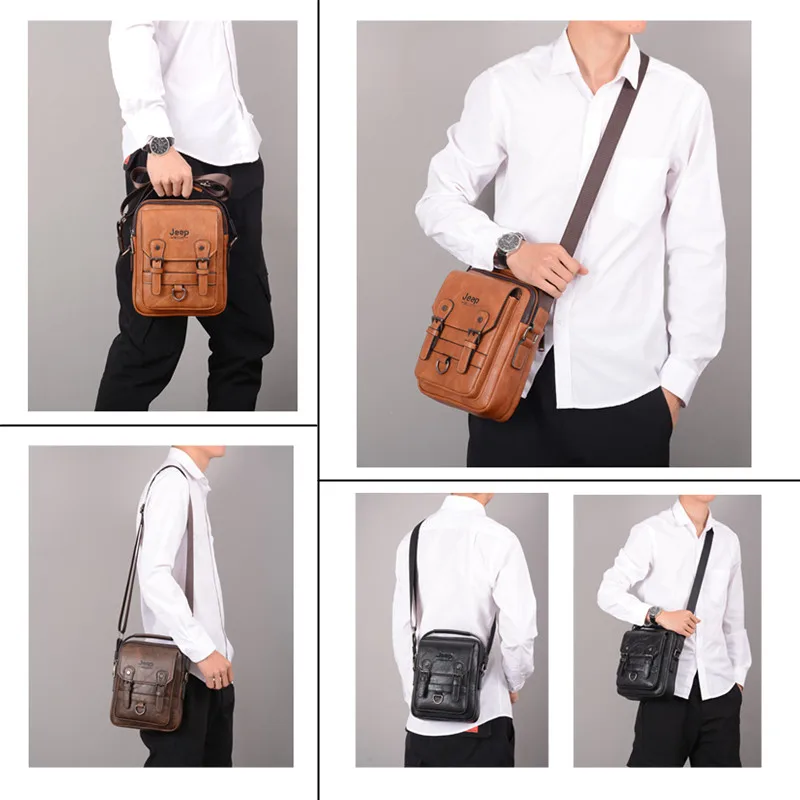 Messenger Bag for Men Crossbody Shoulder Purse Small Vintage PU Leather Satchel Pouch Side Crossover Handbag