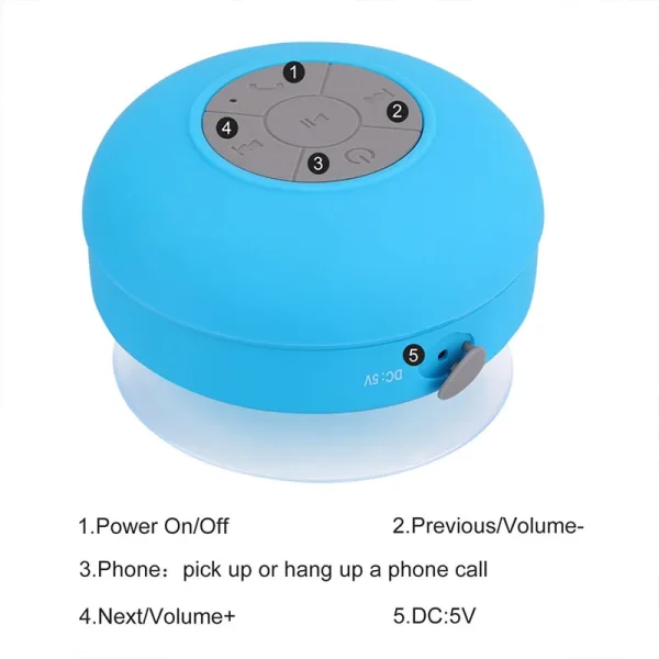 Mini Waterproof Bluetooth Shower Speaker Portable Wireless Handsfree ...