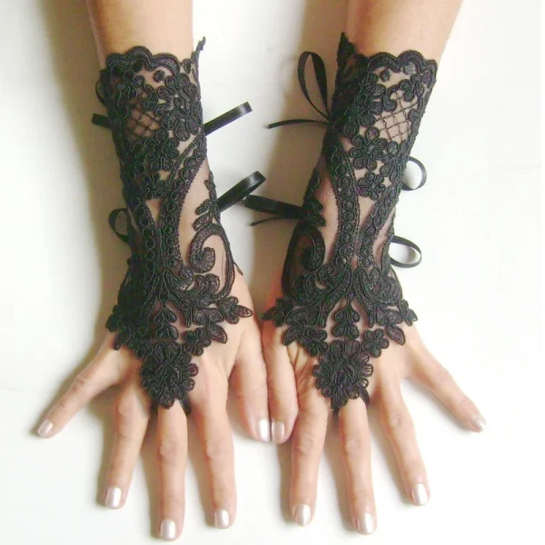 Women Wedding Fingerless Gloves Lace White Black High Quality Wedding