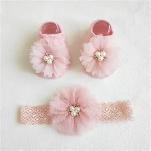 Cotton Sock Lace Flower Newborn Hair Band Turban Girl Hair Accessories