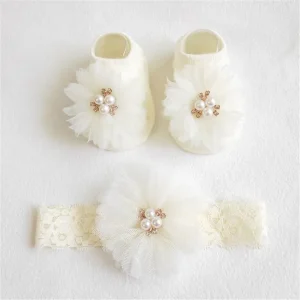 Cotton Sock Lace Flower Newborn Hair Band Turban Girl Hair Accessories