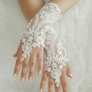 Women Wedding Fingerless Gloves Lace White Black High Quality Wedding
