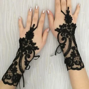 Women Wedding Fingerless Gloves Lace White Black High Quality Wedding