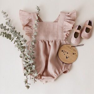 Toddler Baby Girl Ruffled Sleeveless Romper Casual Summer Jumpsuit Cotton Linen Clothes
