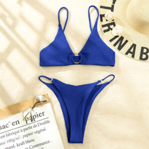 Women Two Piece Triangle Bikini Sets Sexy Adjustable Straps Back Tie Swimsuit Trendy Double-Strap Bathing Suits for Beach