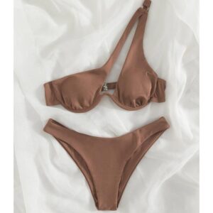 Women Two Piece Triangle Bikini Sets Sexy Adjustable Straps Back Tie Swimsuit Trendy Double-Strap Bathing Suits for Beach