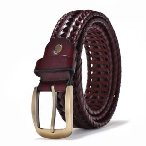 Leather Braided Belts for Men - 1 1/8 Mens Casual Woven Leather Belt for Dress Pants