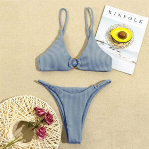 Women Two Piece Triangle Bikini Sets Sexy Adjustable Straps Back Tie Swimsuit Trendy Double-Strap Bathing Suits for Beach