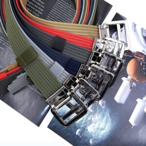 Canvas Belt with Double Ring Buckle, Fabric Web Belt for Women Men Double Ring for Outdoor & Casual Wear