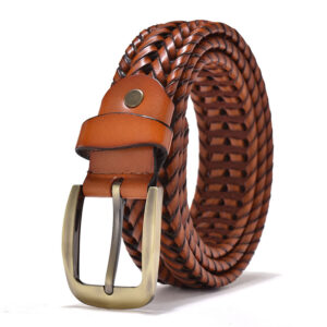 Leather Braided Belts for Men - 1 1/8 Mens Casual Woven Leather Belt for Dress Pants