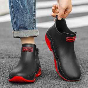 Waterproof Deck Boots for Men – Anti-Slip PVC Short Rain Boots with Durable Cushioned EVA Insole