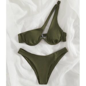 Women Two Piece Triangle Bikini Sets Sexy Adjustable Straps Back Tie Swimsuit Trendy Double-Strap Bathing Suits for Beach