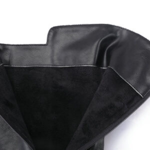 Womens Front Lace High Heel Knee High Boots Suede Buckle Rock Lace Up Zipped Thigh