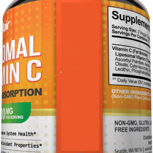 ML Naturals High Potency Liposomal Vitamin C , 180 Vegetable Capsules, High-Potency, Long-Lasting Effect, GMO-Free, Gluten-Free