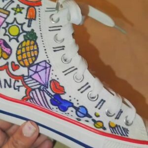 Hand Paint Doodle Art cluster of cute little emojis & designs on Canva Shoes