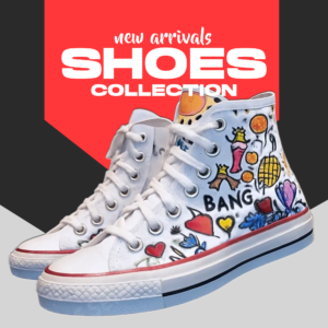 Hand Paint Doodle Art cluster of cute little emojis & designs on Canva Shoes