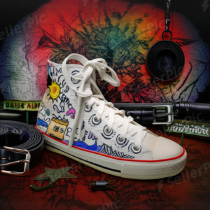 Hand Paint Doodle Art cluster of cute little emojis & designs on Canva Shoes