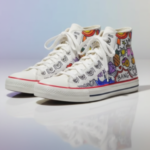 Hand Paint Doodle Art cluster of cute little emojis & designs on Canva Shoes