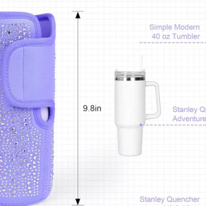 Bling Water Bottle Carrier Bag for Stanley 40oz Tumbler with Adjustable Strap