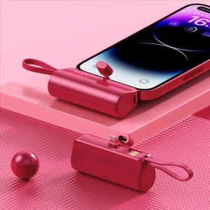Mini Capsule Tail Plug Power Bank 5000 MA With Cable