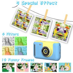 1Pc Kids Digital Camera With Flip Lens Children Video Camcorder Christmas Toy Birthday Gifts With Tripod 2.4in Screen 32G MMC Card For 3-10 Year Old Boys Girls