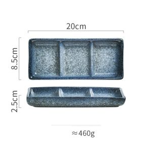 Japanese Three Grid Seasoning Dish With Dipping Material Ceramic Dish