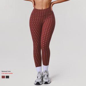 Womens High-Waisted Stretchy Silver-Hot-Stamped Polka-Dot Yoga Pants