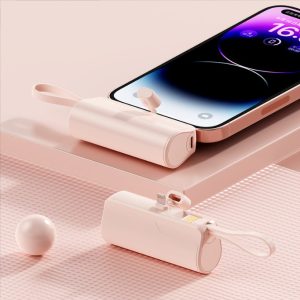 Mini Capsule Tail Plug Power Bank 5000 MA With Cable